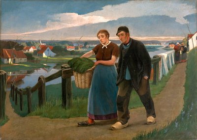Landscape with a Couple of Peasants by Eugene Laermans